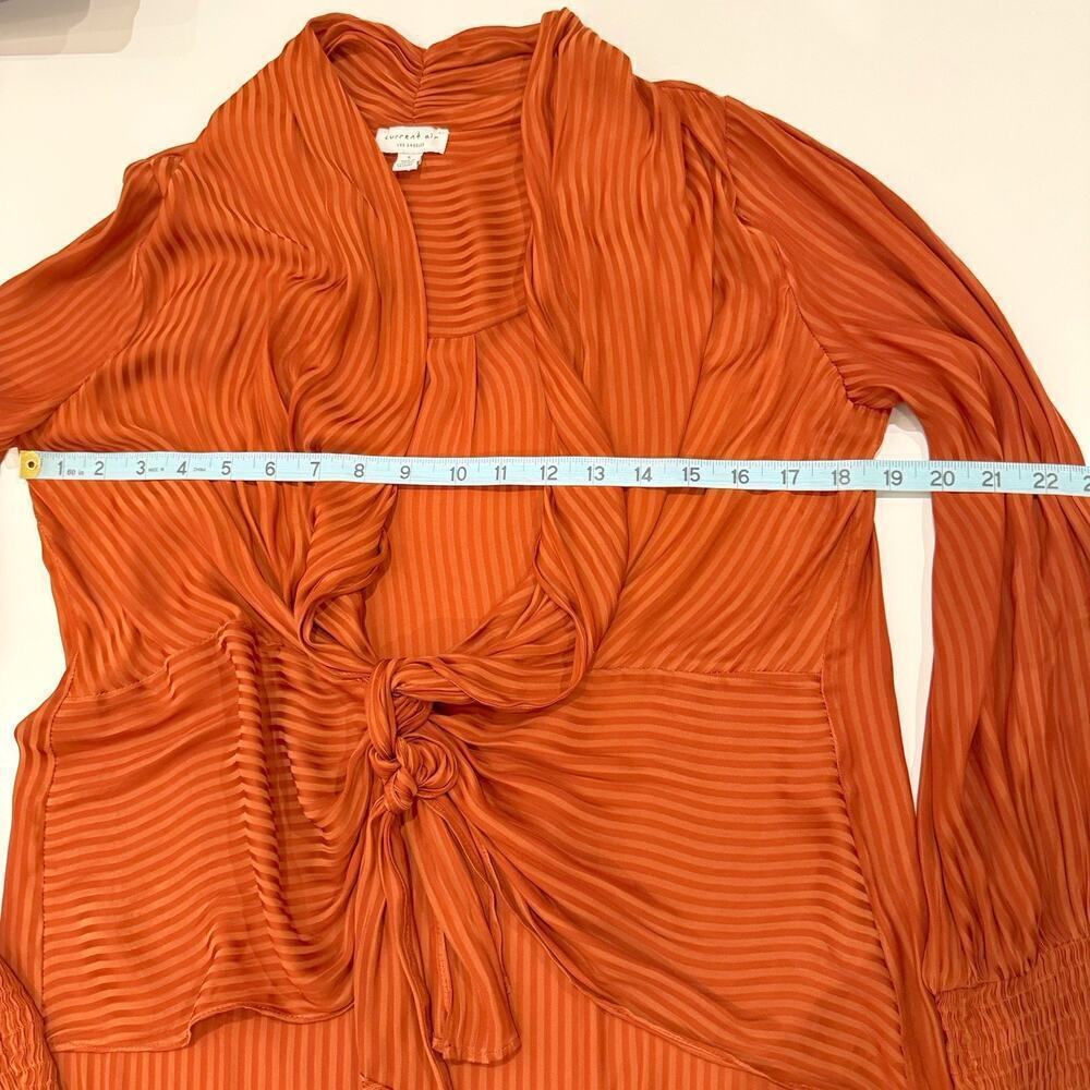 Current Air Blouse Size Small Rust Orange Striped Long Sleeve Anthropologie Boho - Picture 11 of 13